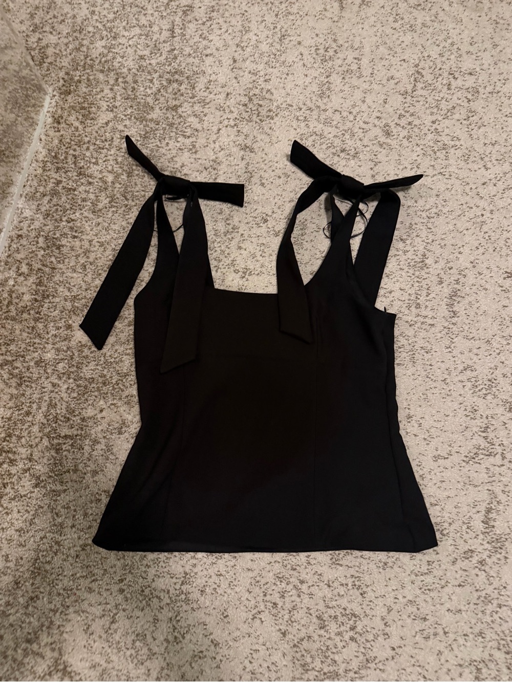 Zara Black Tie-Shoulder Square Neck Tank